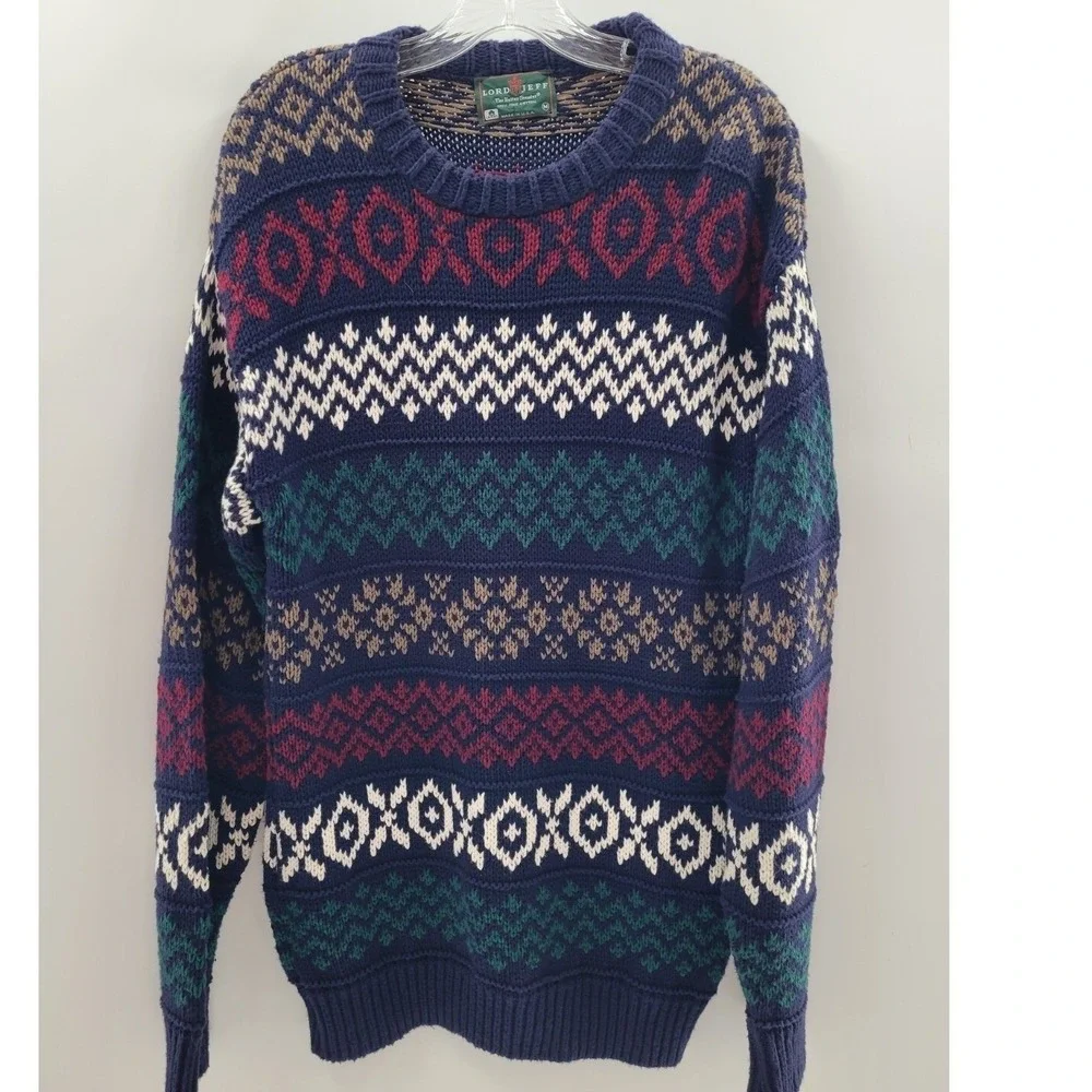 Vintage Lord Jeff The Better Sweater Mens Medium‎ Multicolor Cable Knit